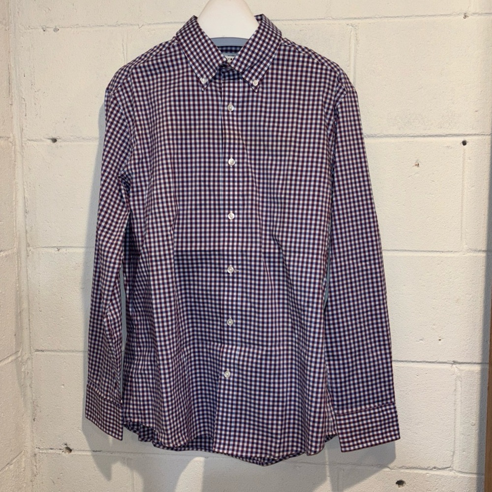 Lucky Brand men’s film fit shirt blue red check button down - Picture 1 of 7